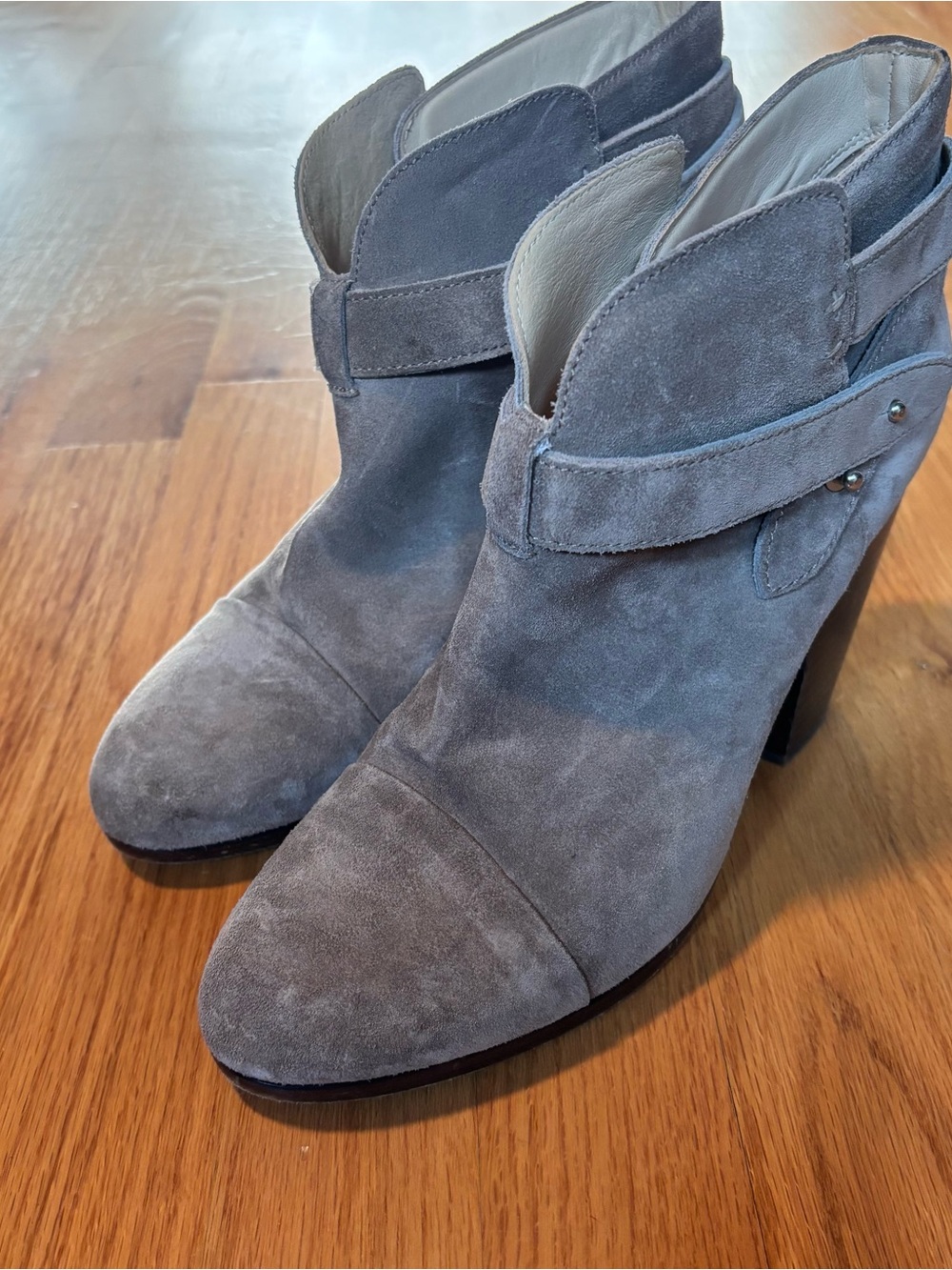 rag & bone taupe Suede Ankle Boots with Adjustable Strap Detail
